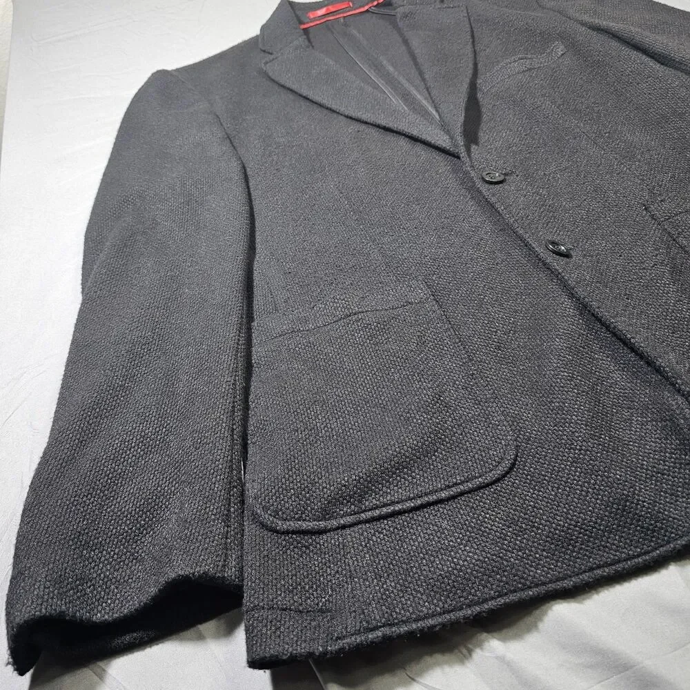 Lucky Brand Blazer Mens Black Knit 2 Button Casual Slim Fit 44R